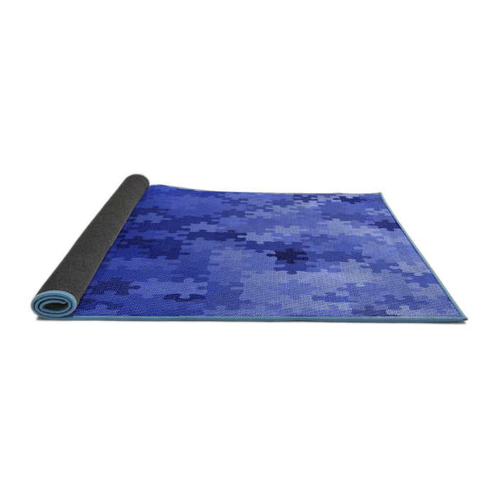 Thickness of Patterned Blue Rug, pat2167blu