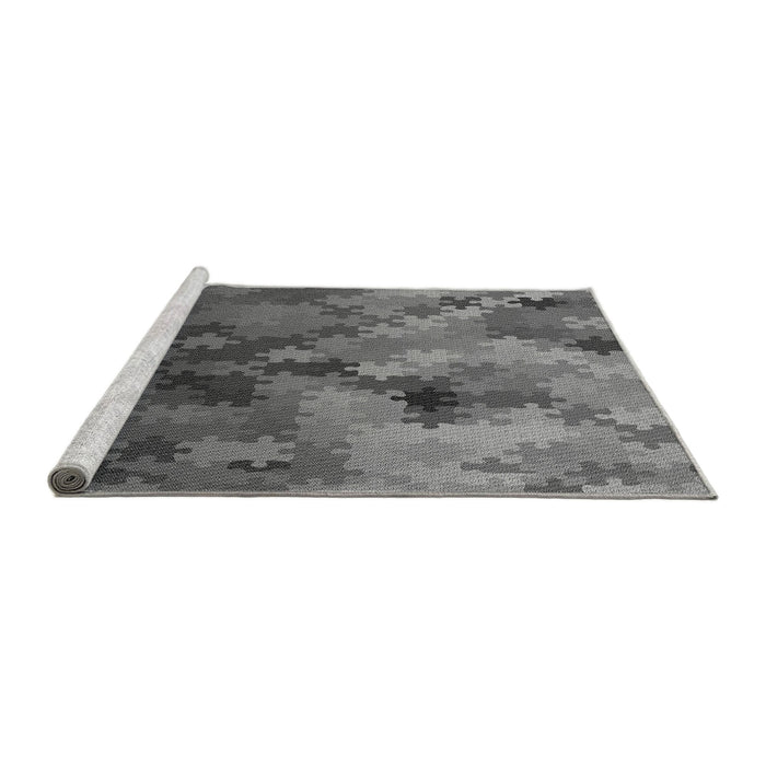 Sideview of Machine Washable Transitional Black Rug, wshpat2167gry