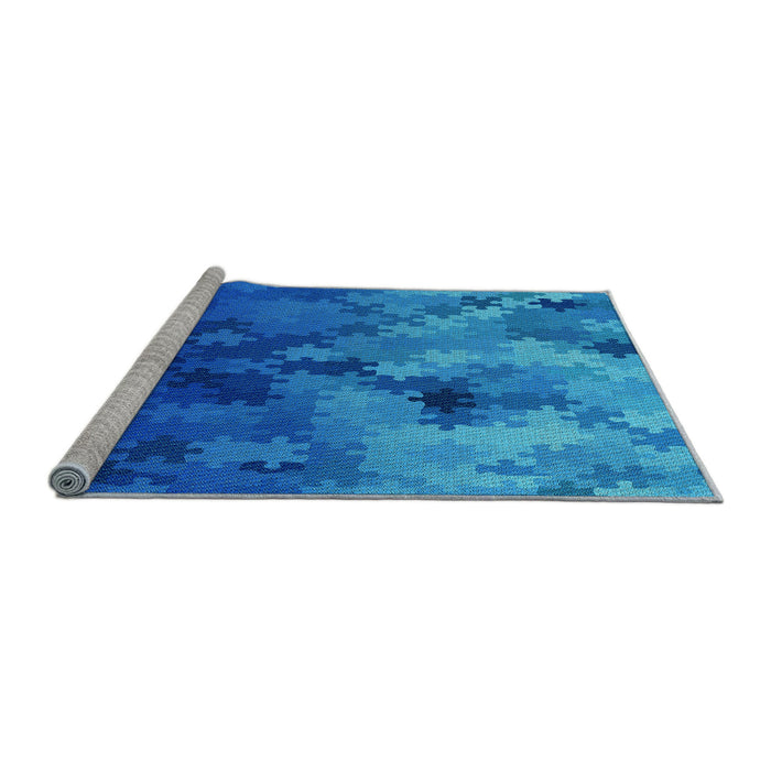 Sideview of Machine Washable Transitional Blue Orchid Blue Rug, wshpat2167lblu