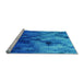 Sideview of Machine Washable Transitional Blue Orchid Blue Rug, wshpat2167lblu