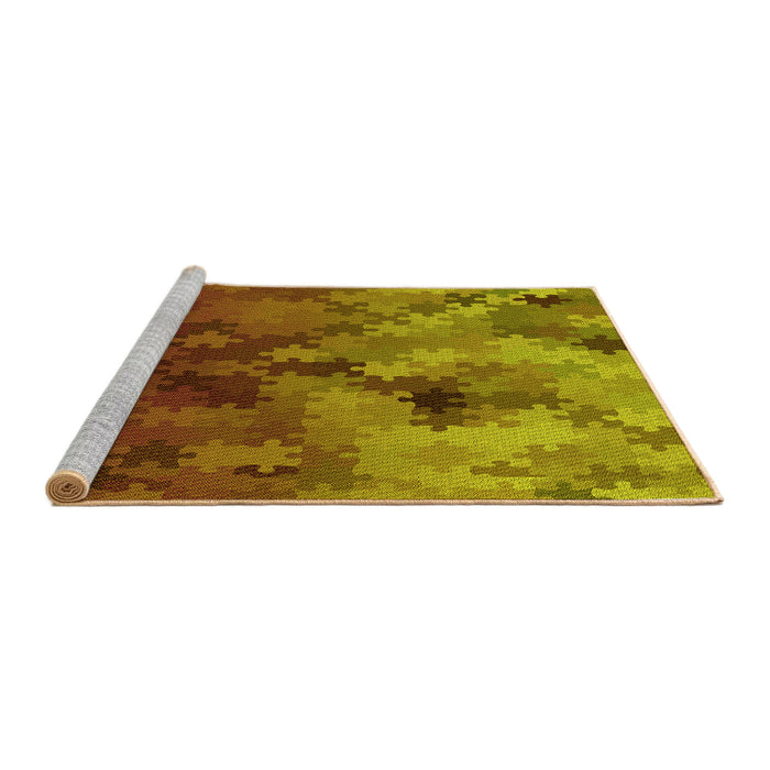 Sideview of Machine Washable Transitional Caramel Brown Rug, wshpat2167yw