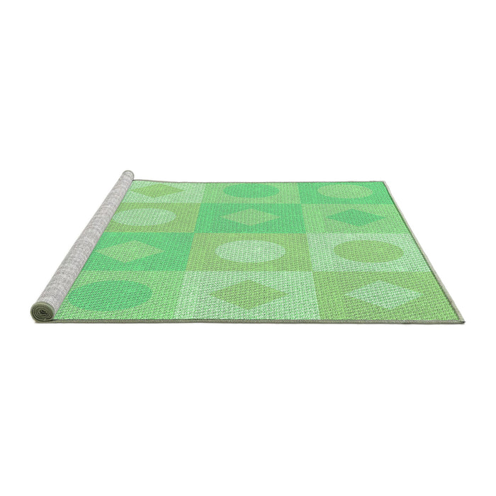 Sideview of Machine Washable Transitional Green Rug, wshpat2168grn