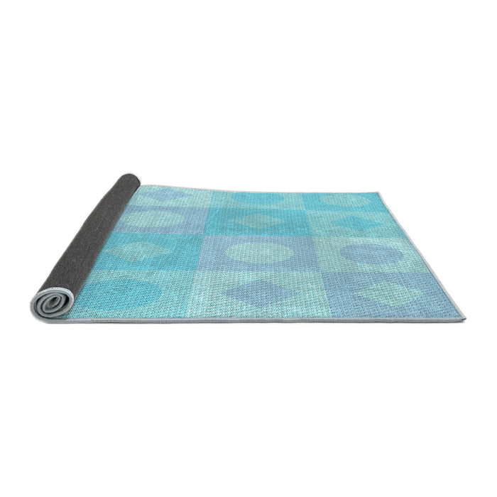 Thickness of Patterned Diamond Blue Rug, pat2168lblu