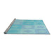 Sideview of Machine Washable Transitional Diamond Blue Rug, wshpat2168lblu