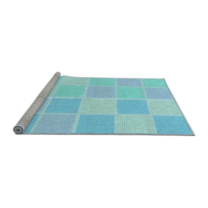 Sideview of Machine Washable Transitional Diamond Blue Rug, wshpat2169lblu