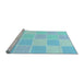 Sideview of Machine Washable Transitional Diamond Blue Rug, wshpat2169lblu