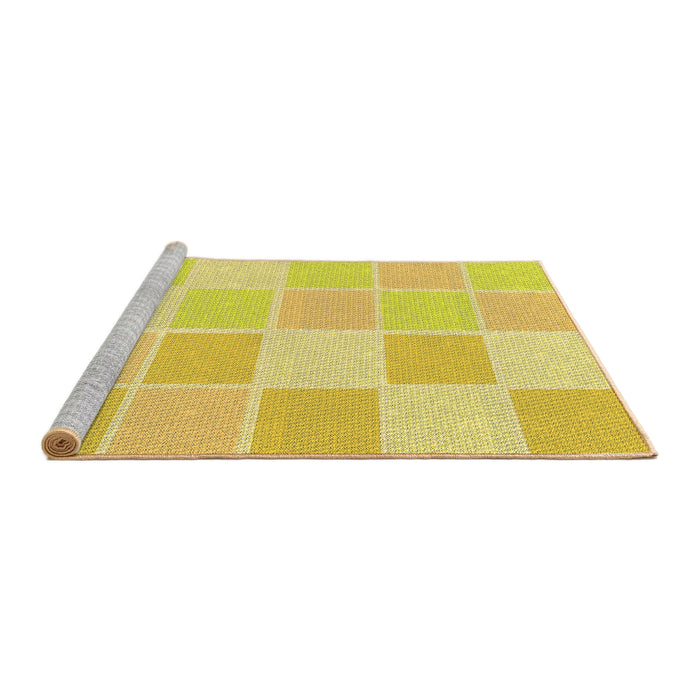 Sideview of Machine Washable Transitional Neon Yellow Rug, wshpat2169yw