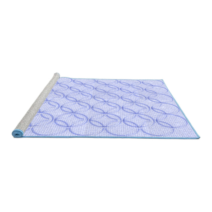 Sideview of Machine Washable Transitional Lavender Blue Rug, wshpat2170blu
