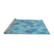 Sideview of Machine Washable Transitional Blue Rug, wshpat2171lblu