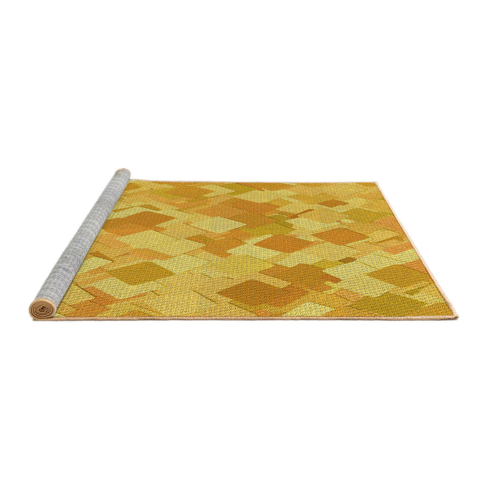 Sideview of Machine Washable Transitional Gold Yellow Rug, wshpat2171yw