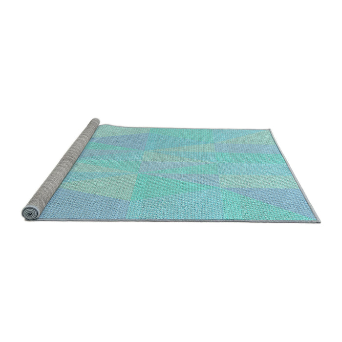 Sideview of Machine Washable Transitional Diamond Blue Rug, wshpat2172lblu