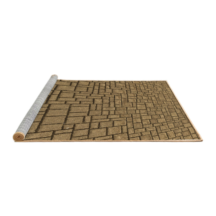 Sideview of Machine Washable Transitional Caramel Brown Rug, wshpat2173brn