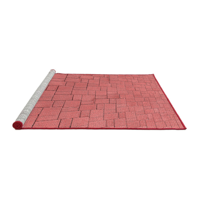 Sideview of Machine Washable Transitional Fire Red Rug, wshpat2176rd