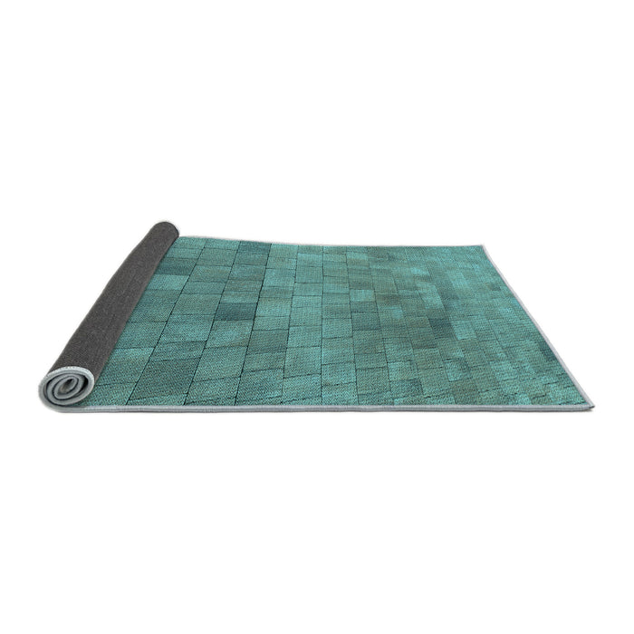 Thickness of Patterned Medium Turquoise Green Rug, pat2177lblu