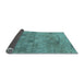 Thickness of Patterned Medium Turquoise Green Rug, pat2177lblu