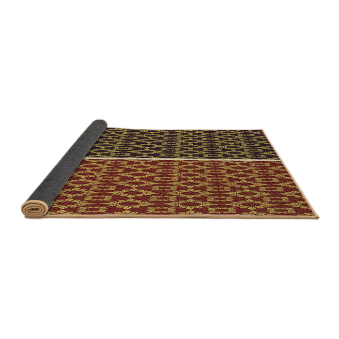 Thickness of Patterned Deep Red Rug, pat218brn