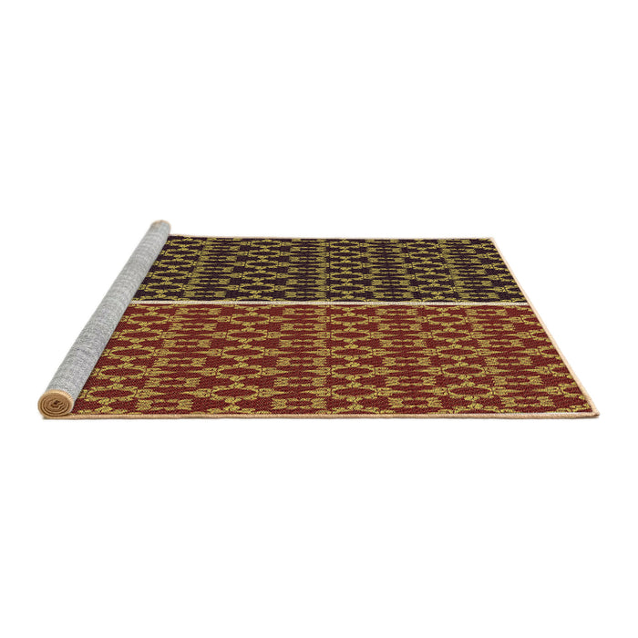 Sideview of Machine Washable Transitional Deep Red Rug, wshpat218brn