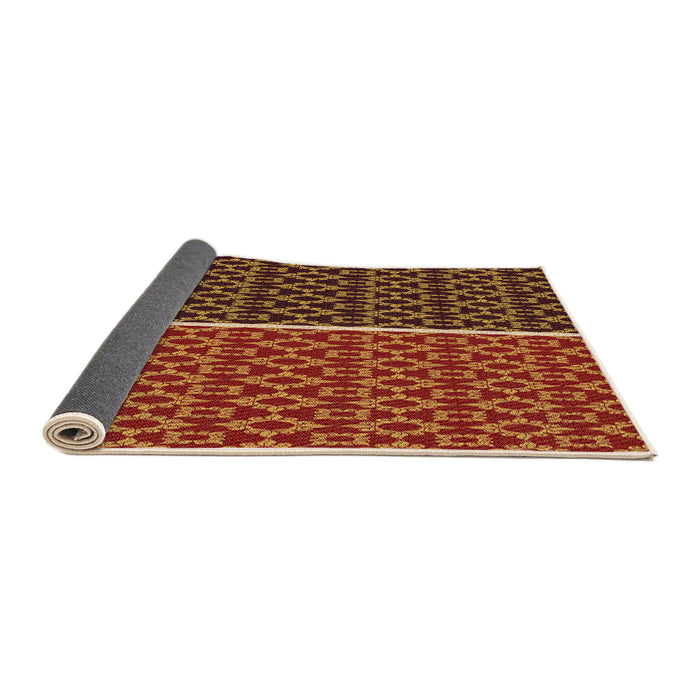 Thickness of Patterned Cranberry Red Rug, pat218org