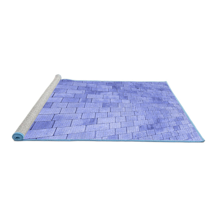 Sideview of Machine Washable Transitional Sky Blue Rug, wshpat2182blu