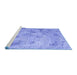 Sideview of Machine Washable Transitional Sky Blue Rug, wshpat2182blu