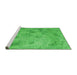 Sideview of Machine Washable Transitional Neon Green Rug, wshpat2182grn