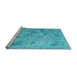 Sideview of Machine Washable Transitional Dark Turquoise Green Rug, wshpat2182lblu