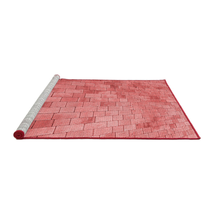 Sideview of Machine Washable Transitional Fire Red Rug, wshpat2182rd