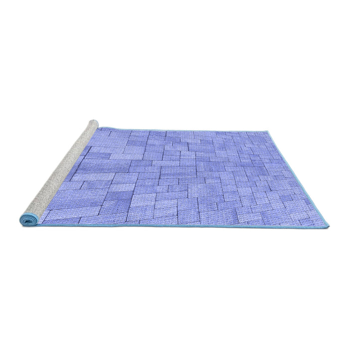 Sideview of Machine Washable Transitional Sky Blue Rug, wshpat2183blu