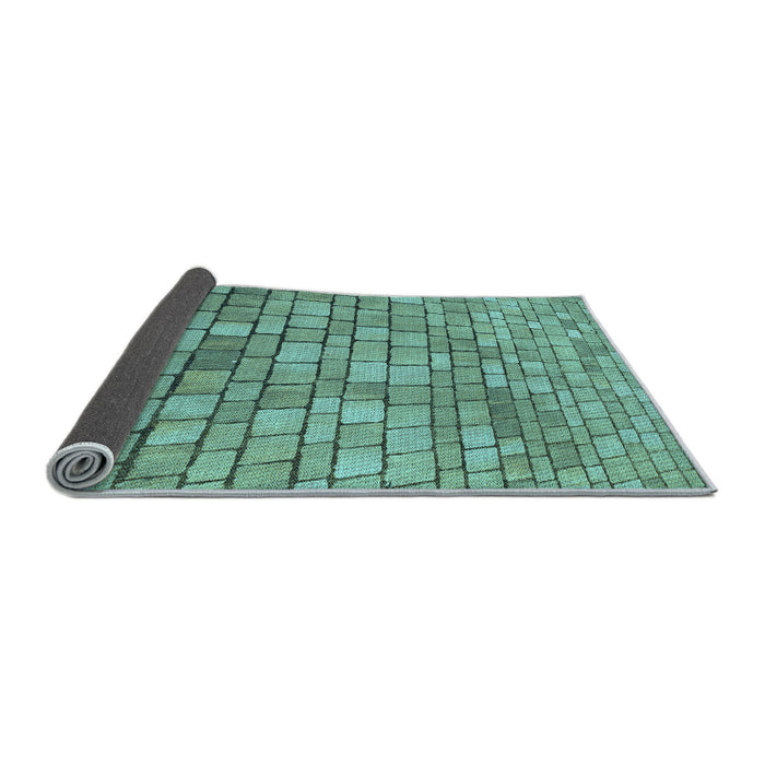 Thickness of Patterned Turquoise Green Rug, pat2184lblu