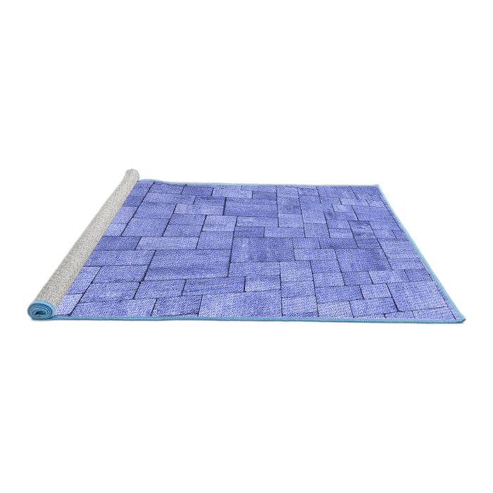 Sideview of Machine Washable Transitional Denim Blue Rug, wshpat2185blu