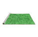 Sideview of Machine Washable Transitional Neon Green Rug, wshpat2185grn