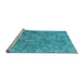 Sideview of Machine Washable Transitional Dark Turquoise Green Rug, wshpat2185lblu