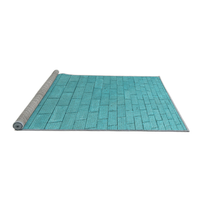 Sideview of Machine Washable Transitional Dark Turquoise Green Rug, wshpat2186lblu