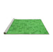 Sideview of Machine Washable Transitional Neon Green Rug, wshpat2187grn