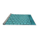 Sideview of Machine Washable Transitional Bright Cyan Blue Rug, wshpat2188lblu