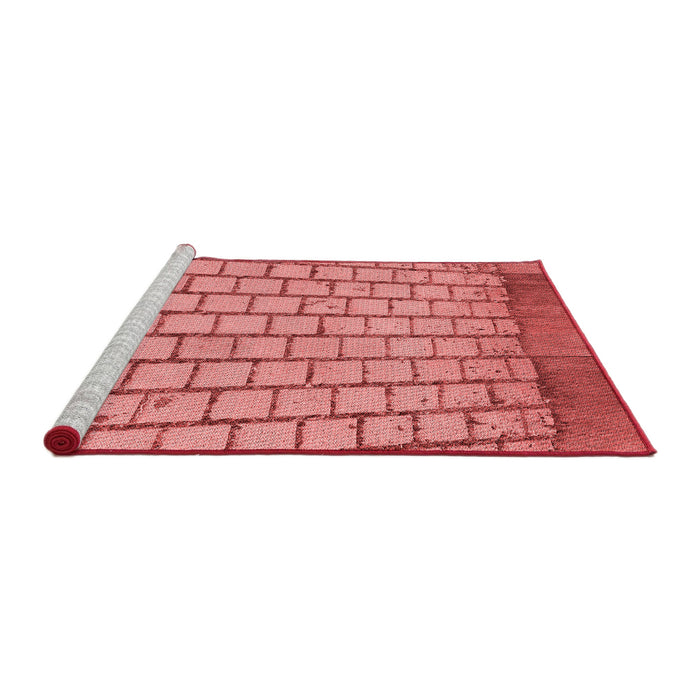 Sideview of Machine Washable Transitional Light Coral Pink Rug, wshpat2188rd