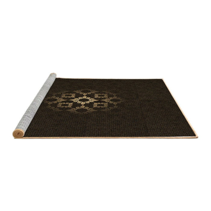 Sideview of Machine Washable Transitional Chocolate Brown Rug, wshpat219brn