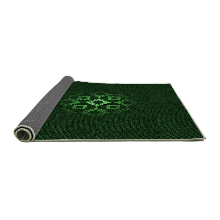 Thickness of Patterned Deep Emerald Green Rug, pat219grn