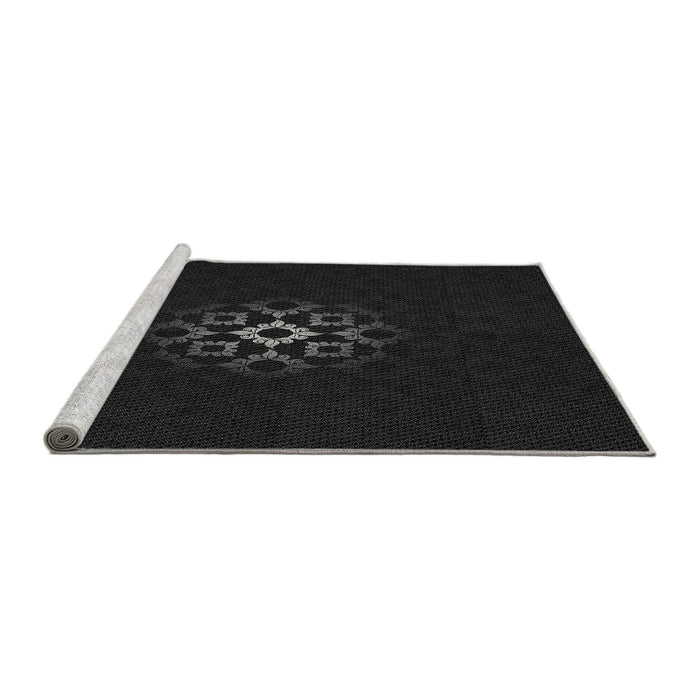 Sideview of Machine Washable Transitional Black Rug, wshpat219gry