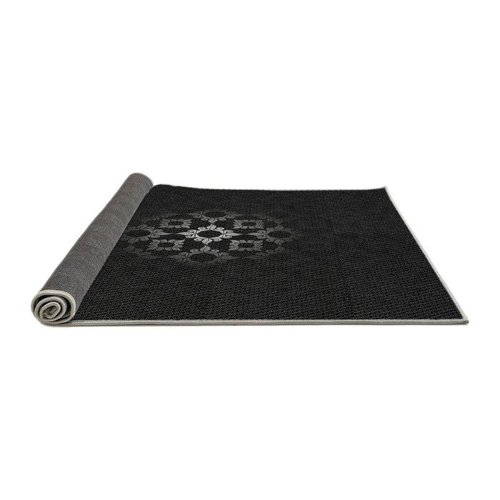 Thickness of Patterned Black Rug, pat219gry