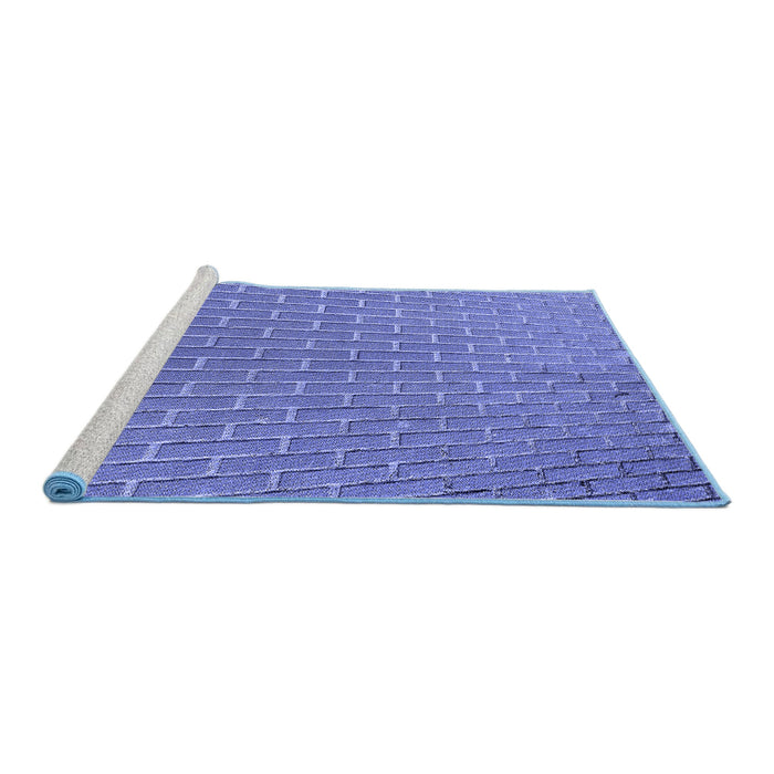 Sideview of Machine Washable Transitional Sky Blue Rug, wshpat2190blu