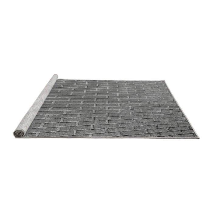 Sideview of Machine Washable Transitional Carbon Gray Rug, wshpat2190gry