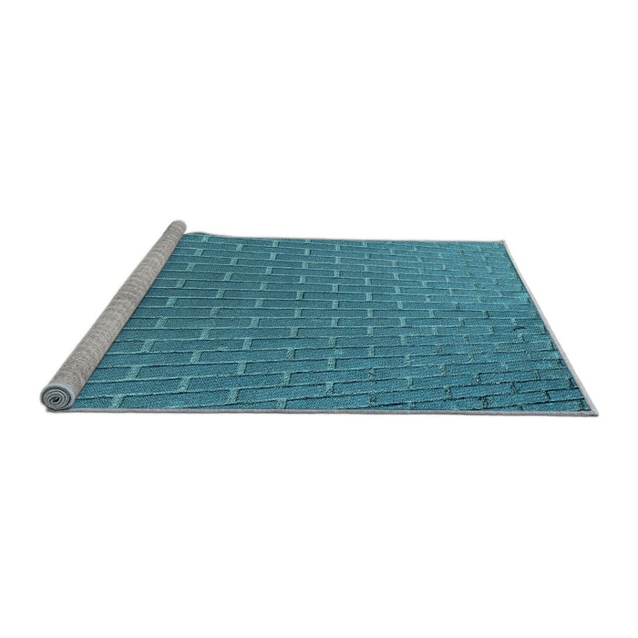 Sideview of Machine Washable Transitional Blue Rug, wshpat2190lblu