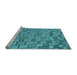 Sideview of Machine Washable Transitional Dark Cyan Green Rug, wshpat2193lblu