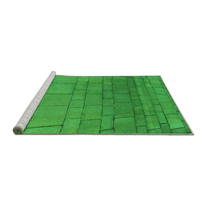 Sideview of Machine Washable Transitional Lime Green Rug, wshpat2195grn