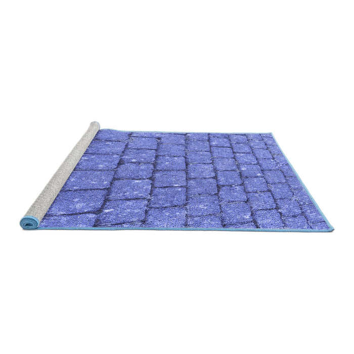 Sideview of Machine Washable Transitional Sky Blue Rug, wshpat2198blu