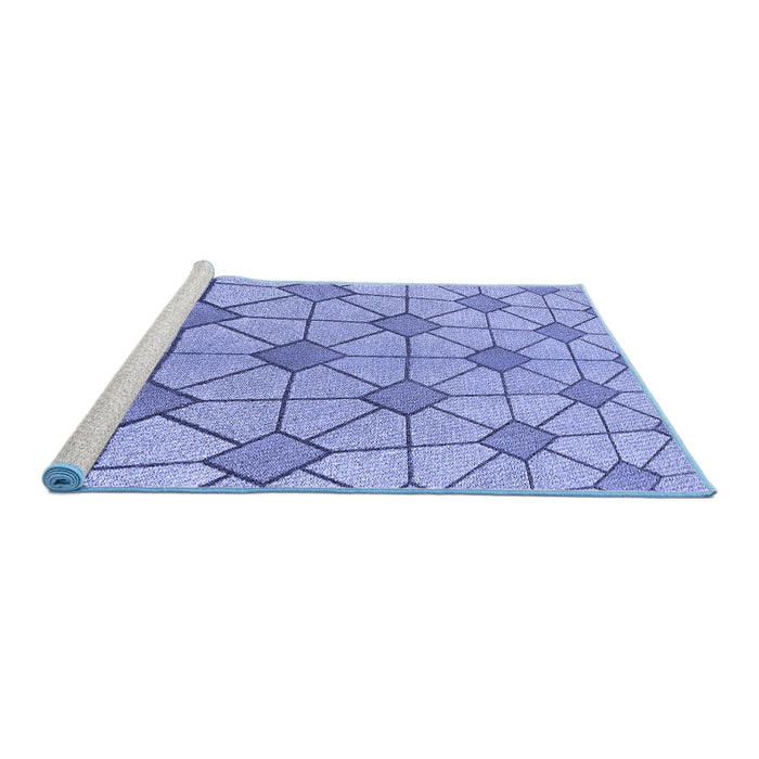 Sideview of Machine Washable Transitional Jeans Blue Rug, wshpat2200blu