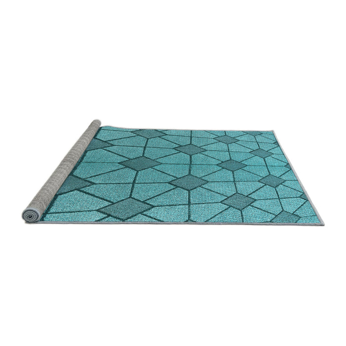 Sideview of Machine Washable Transitional Bright Turquoise Blue Rug, wshpat2200lblu
