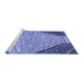 Sideview of Machine Washable Transitional Denim Blue Rug, wshpat2201blu