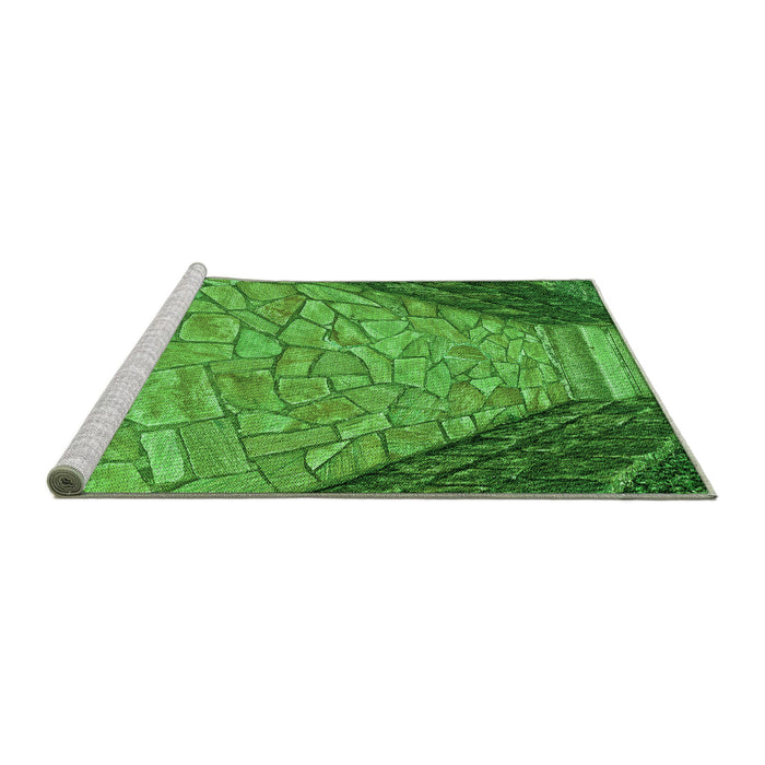 Sideview of Machine Washable Transitional Green Rug, wshpat2201grn